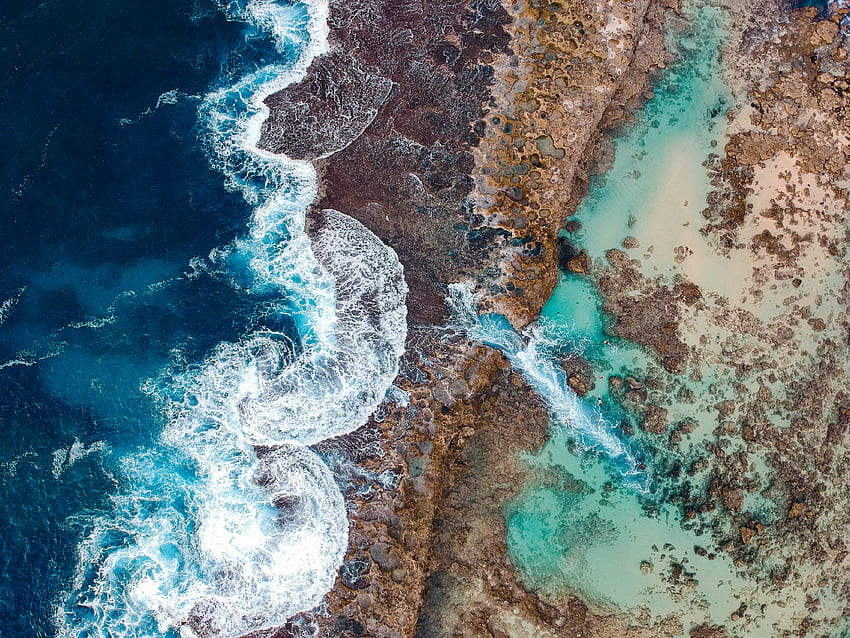 Nature, View From Above, Shore, Bank, Ocean, Surf, Hawaii HD wallpaper
