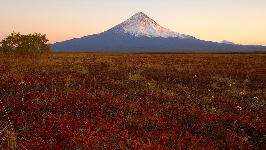 kronotsky volcano, Kamchatka, Russia, volcano, sunset HD wallpaper