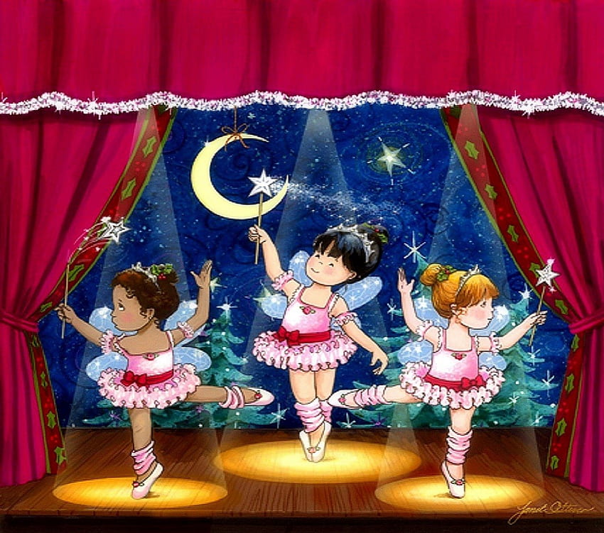 ★Sugar Plum Fairies★, celebrations, winter, holidays, stars, traditional art, festivals, dancing, holy, drawings, happiness, crescent moon, curtains, wings, showing, xmas trees, sugar plum fairies, weird things people wear, paintings, greetings, love four seasons, fantasy, christmas, fairies, xmas and new year HD wallpaper