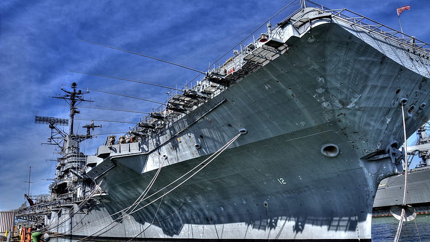 the uss hornet carrier museum r, carrier, military, ship, sky, r, dock HD wallpaper