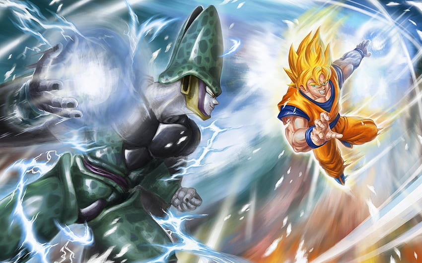 Dragon Ball Z Goku Super Saiyan vs Cell Perfect Form, DBZ HD wallpaper