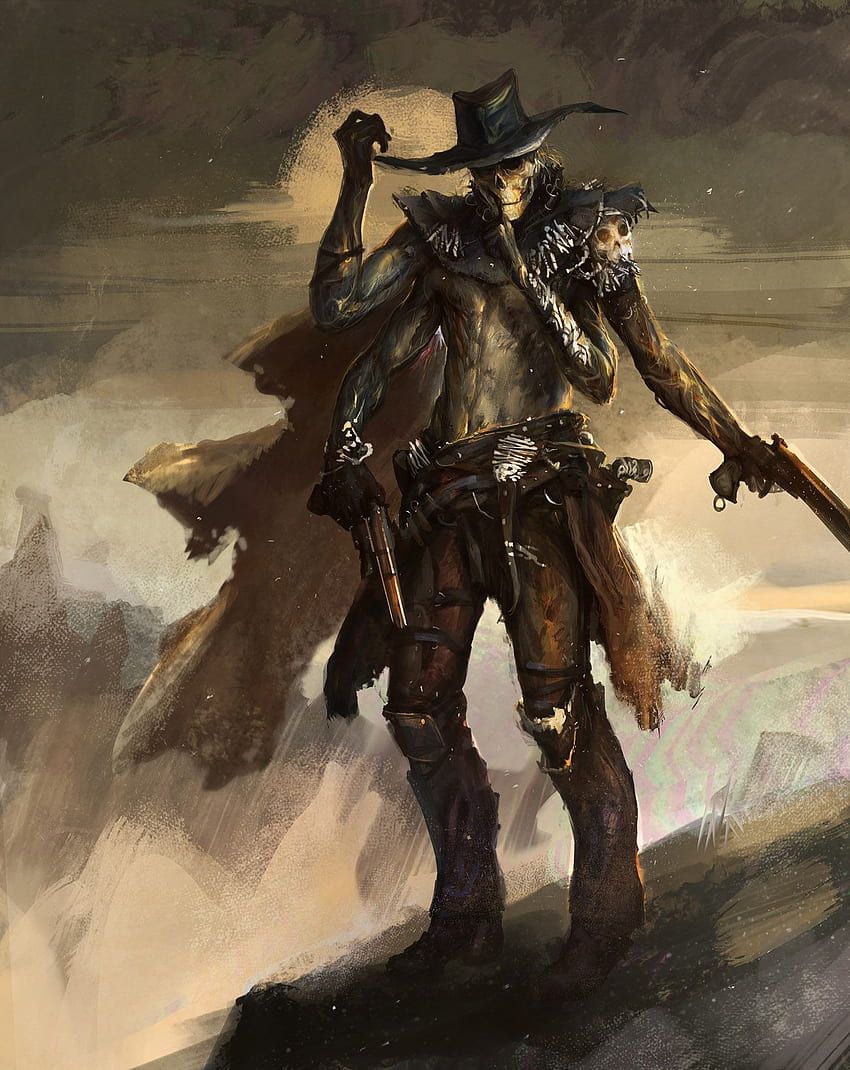 Drifter von Tsabo6 Alter Vergangener Skelett-Revolverheld Western Cowboy, Outlaw Gunslingers HD-Handy-Hintergrundbild