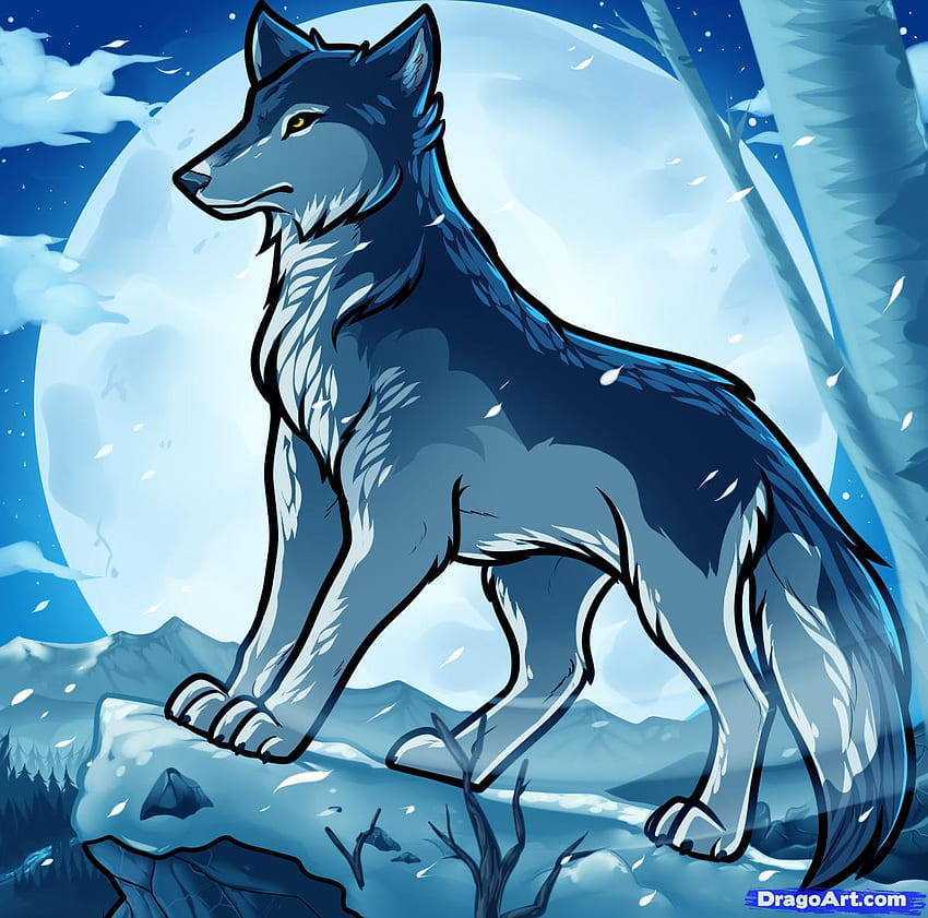 Cute Anime Wolf, Cute Drawn Wolf HD wallpaper