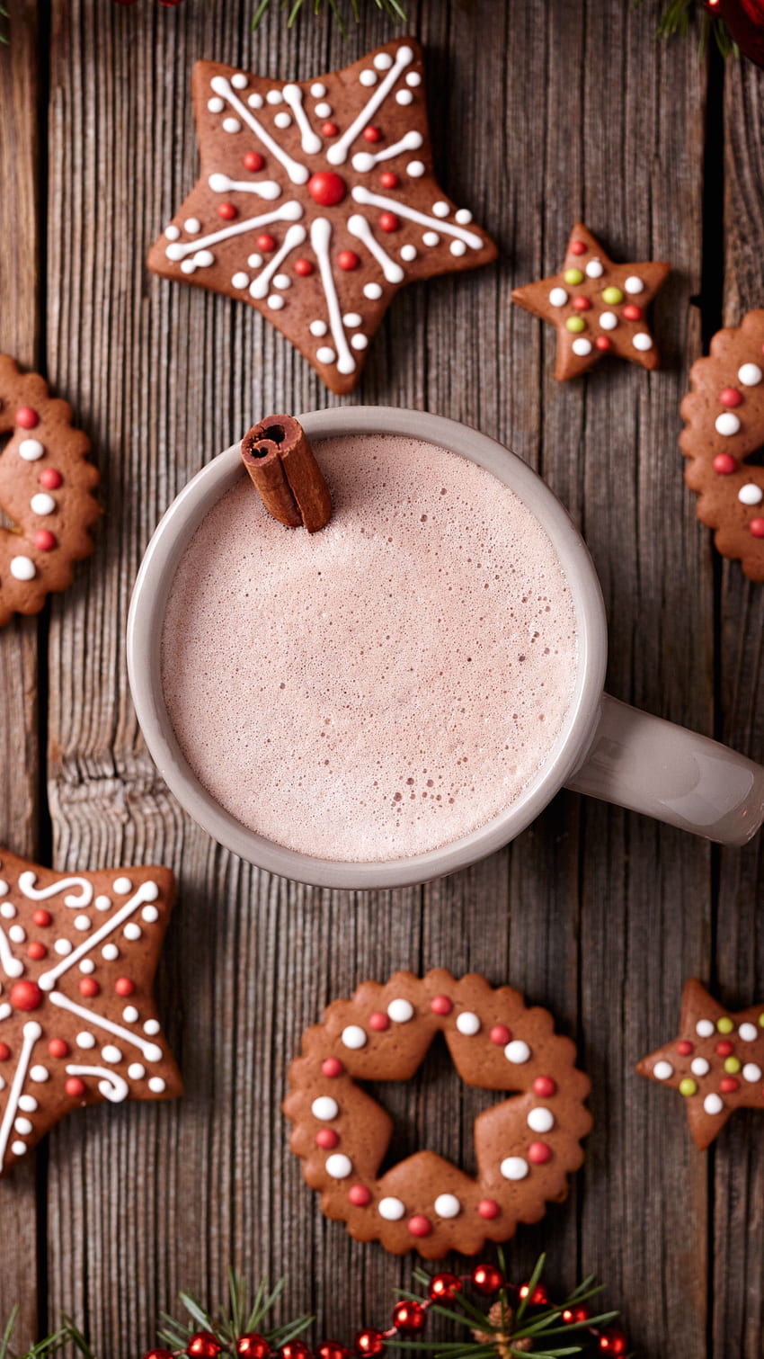 Christmas, New Year, cookies, cocoa, cinnamon HD phone wallpaper