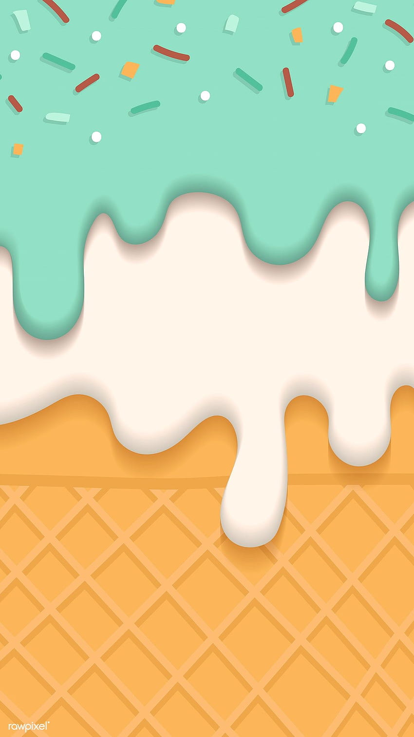 първокласен вектор на вафли с кремоен сладолед мобилен телефон. Сладолед, сметана, сладка храна HD тапет за телефон