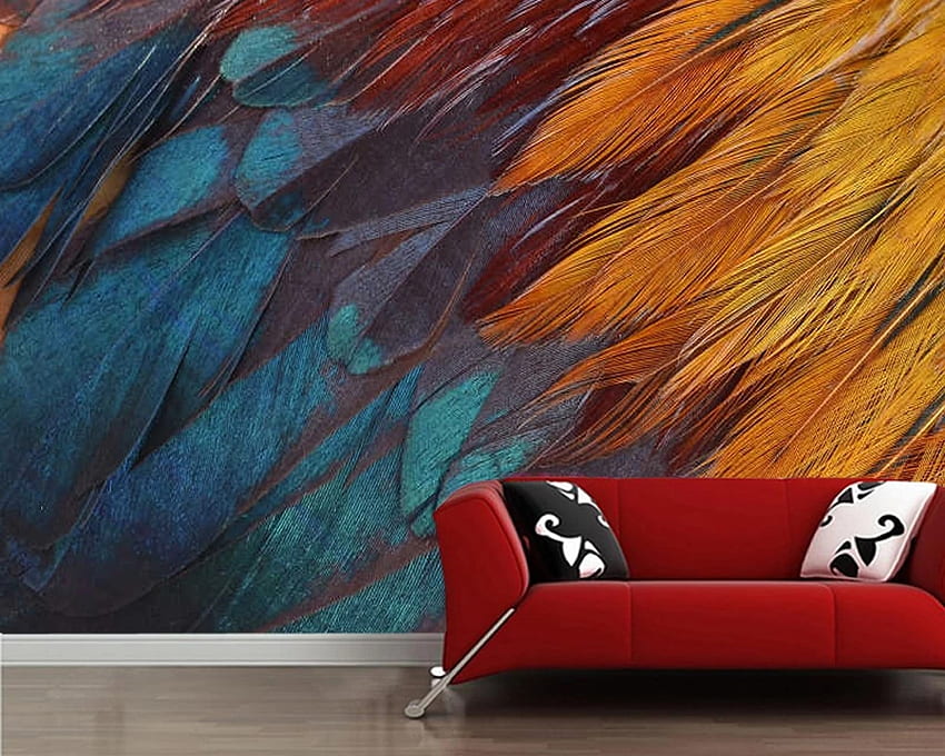Papel de parede kolorowe pióro tekstury 3D, tv do salonu ściana za sofą sypialnia home decor restauracja mural. . -AliExpress Tapeta HD