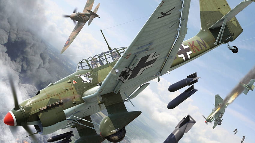 เครื่องบินสงครามโลกครั้งที่สอง Stuka Supermarine Spitfire Jetfire Junkers Ju87 Stuka วอลล์เปเปอร์ HD