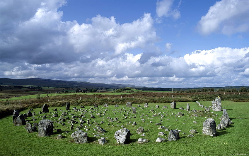 Beaghmore Stone Circles, Megalith, Nordirland, Antike, Bronzezeit, Irisch, Architektur, Ruinen, Cairns, Irland HD-Hintergrundbild