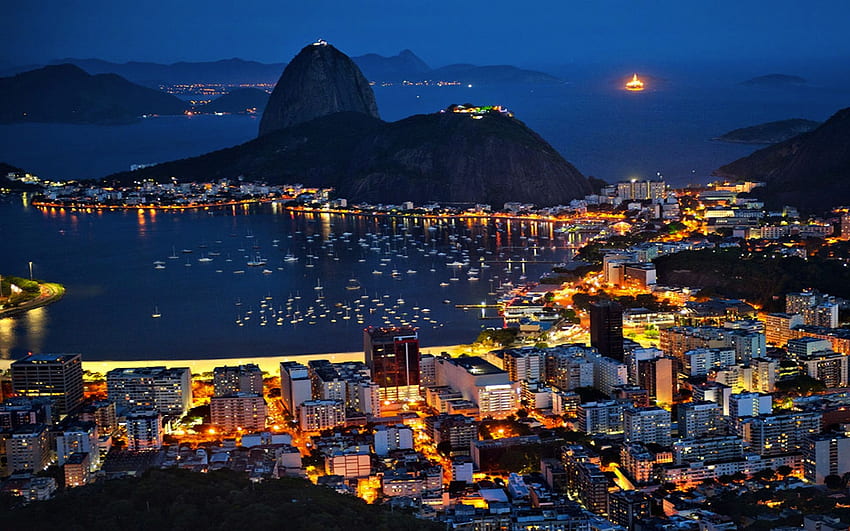 Rio De Janeiro Di Malam Hari, Rio Brasil Wallpaper HD