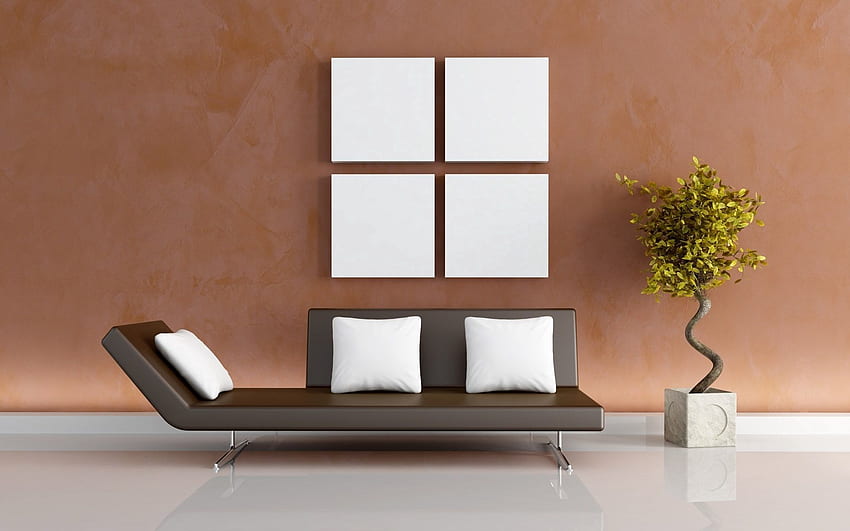 Interior, , , Wall, Vase, Sofa, Modernity HD wallpaper