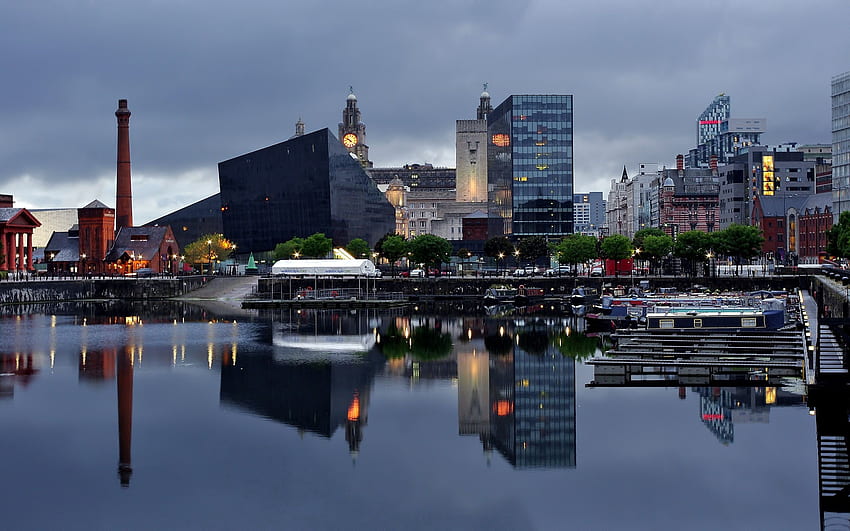Cities, Rivers, Liverpool, Building, Shore, Bank, Evening HD wallpaper