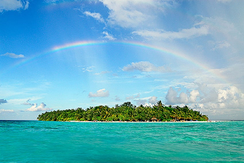 Colourful rainbow, colourful, amazing, rainbow, ocean HD wallpaper