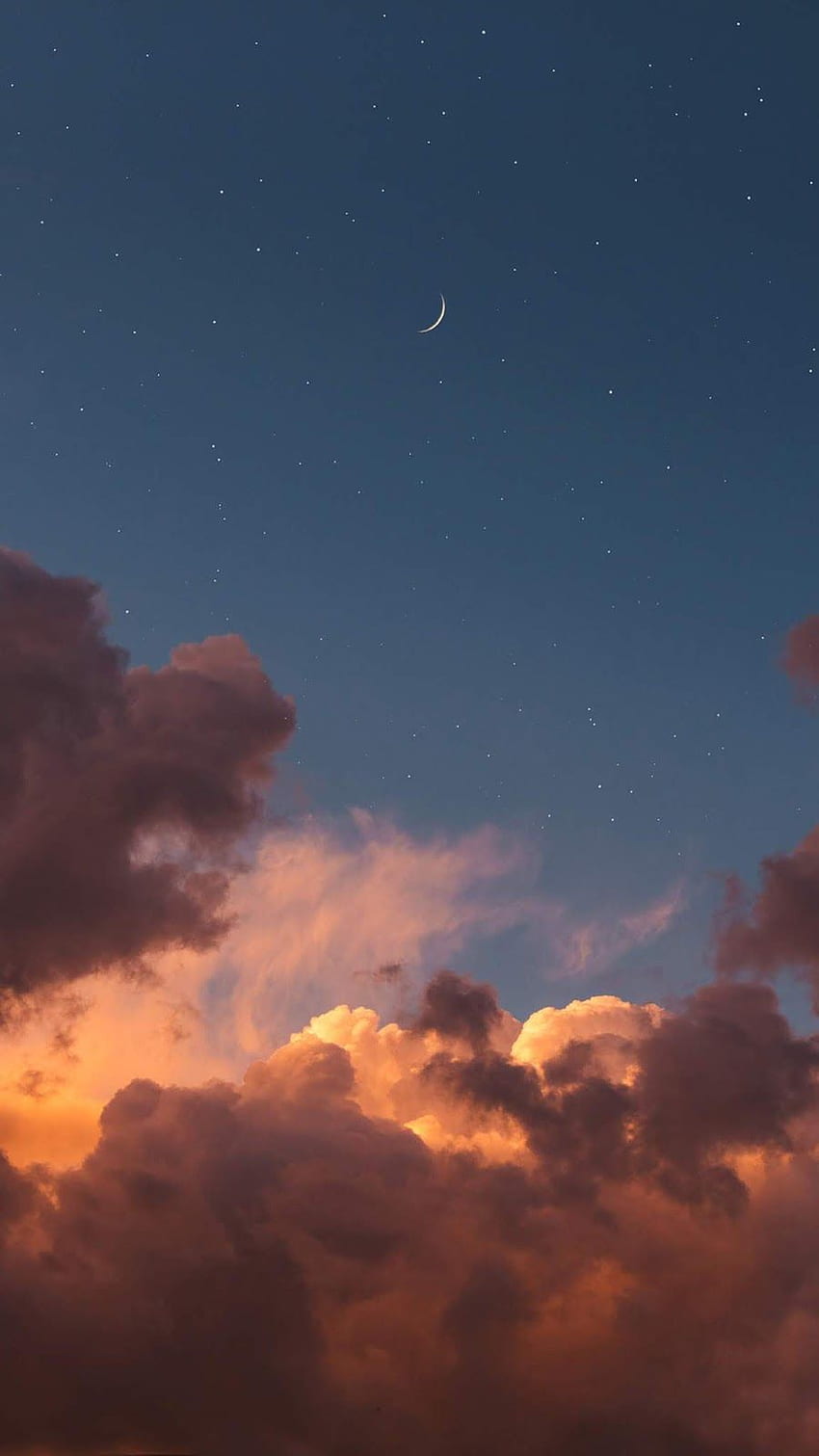 Crescent moon in the night sky, Crescent Moon and Star HD phone wallpaper
