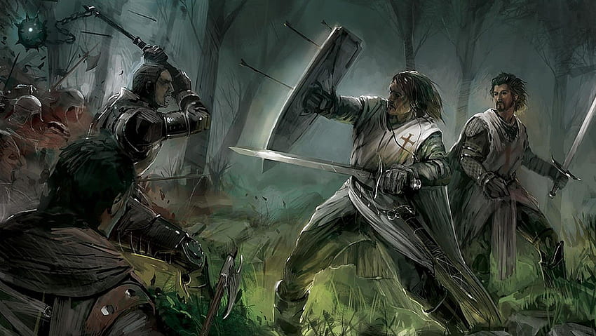 fight, knights, warriors, Templars, medieval HD wallpaper