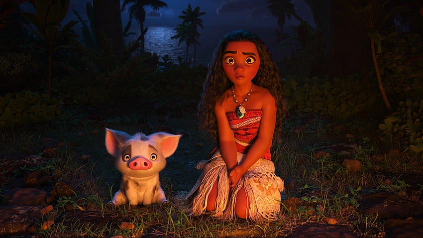 Princesa Moana Waialiki y lindo cachorro en Moana, Moana Movie fondo de pantalla