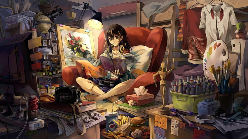 girl anime, Anime Girl Gamer HD wallpaper