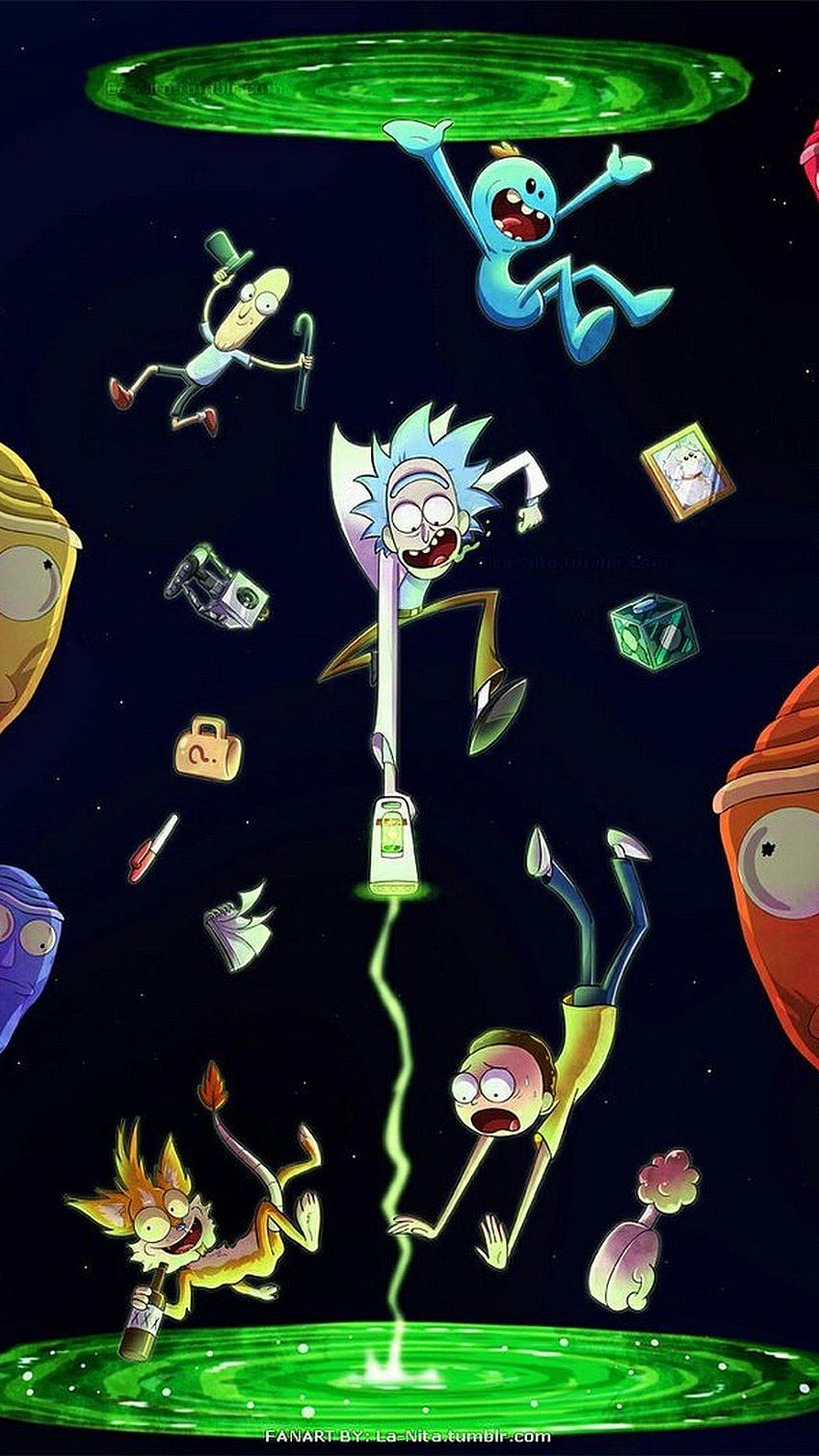 iPhone en direct Rick et Morty, portail Rick et Morty Fond d'écran de téléphone HD