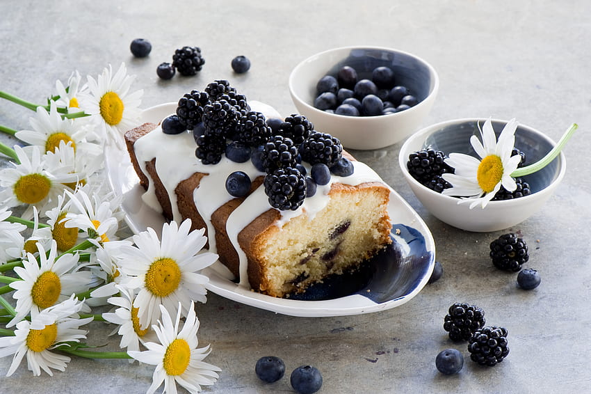 Food, Desert, Bilberries, Berries, Blackberry, Cake HD wallpaper