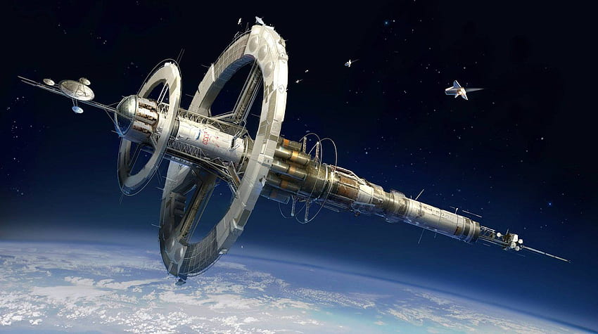 Estación espacial, ciencia ficción, estación espacial HQ. 2019 fondo de pantalla
