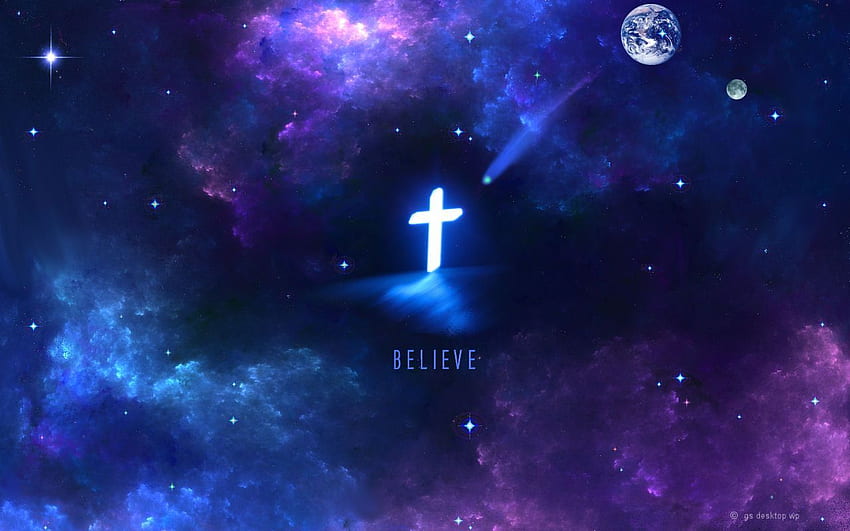 Религиозни - християнски - черна дупка - галактика - кръст - Исус - Христос, син и черен кръст HD тапет