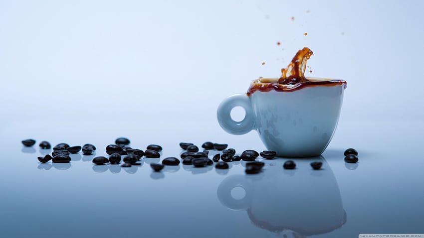 respingo de café, grão de café, grãos de café, café, copo, bebidas, bebida, xícara de café papel de parede HD