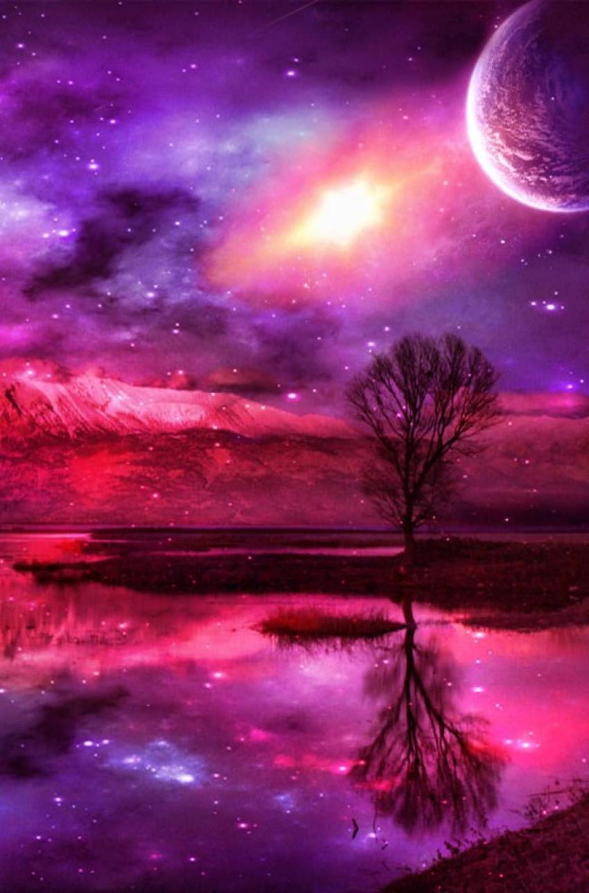 Fantasieplanet, rosa Planet HD-Handy-Hintergrundbild