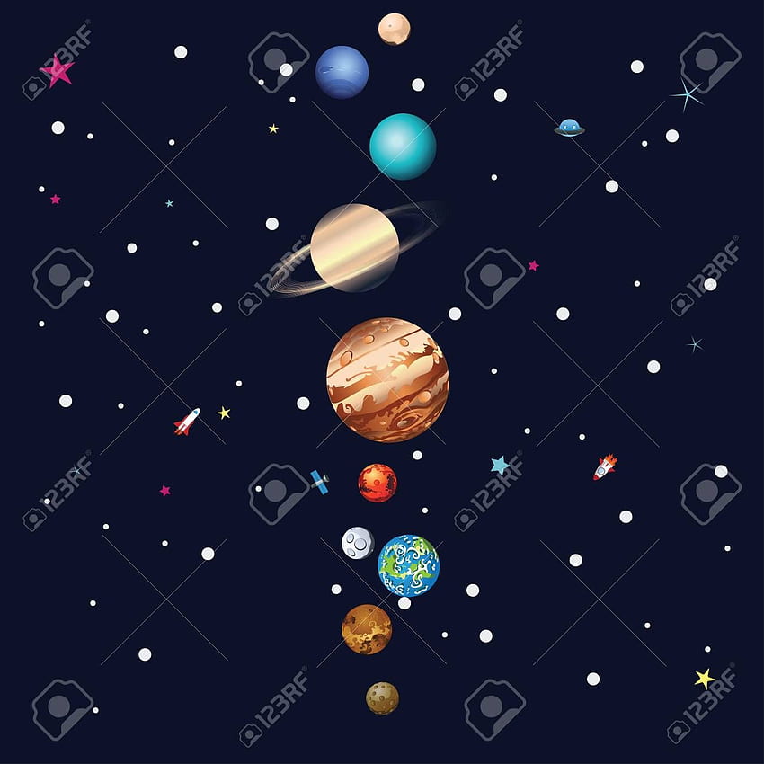 Cartoon Parade Of Colorful Planets Outer Space HD phone wallpaper | Pxfuel