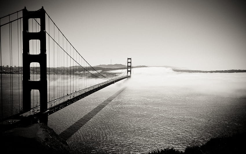 霧の中へ、霧、建築、湾、サンフランシスコ、橋、ゴールデン ゲート、海 高画質の壁紙