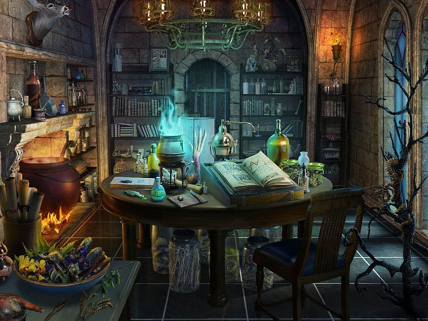 Sihir Odası, Sihir Kütüphanesi HD duvar kağıdı