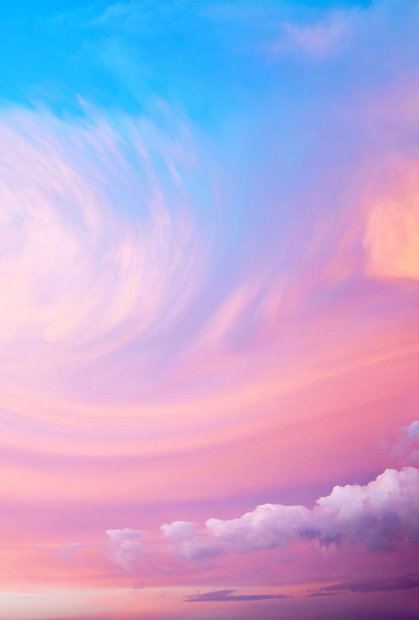 Świeży różowy telefon nieba, niebieskie i fioletowe niebo Tapeta na telefon HD
