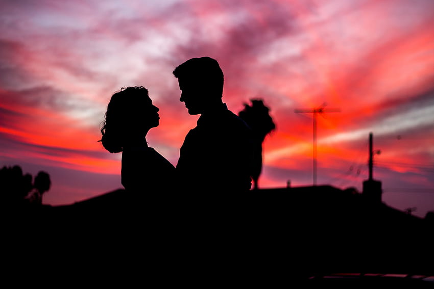 Senja, Cinta, Gelap, Pasangan, Pasangan, Siluet, Senja, Romantis Wallpaper HD