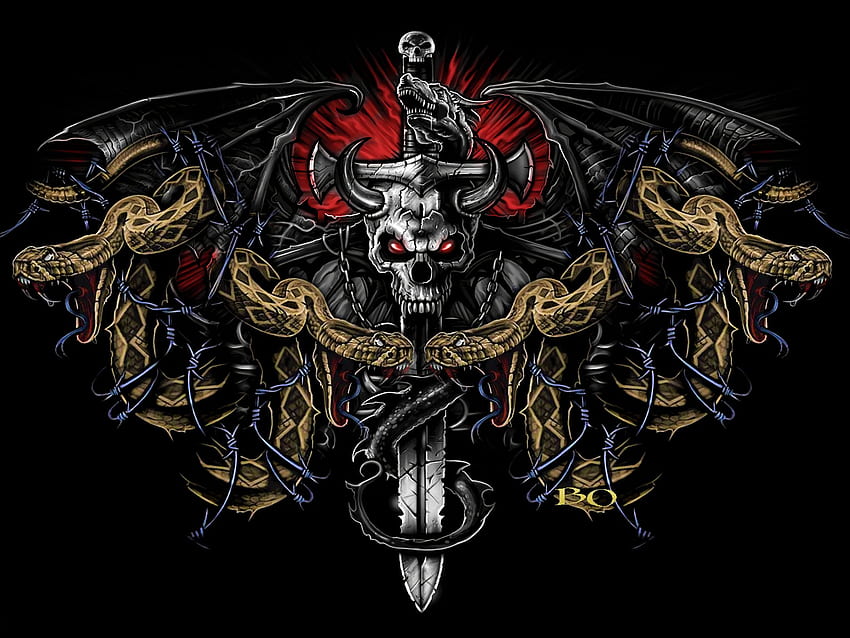 Dark Fantasy Art, Skull and Snake HD wallpaper