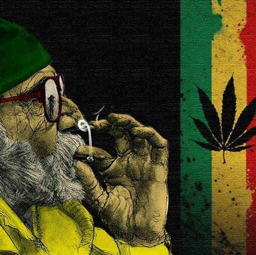 Człowiek Rasta. Marihuana Art Cytaty Etcetera, Dope Weed Gangsta Tapeta HD