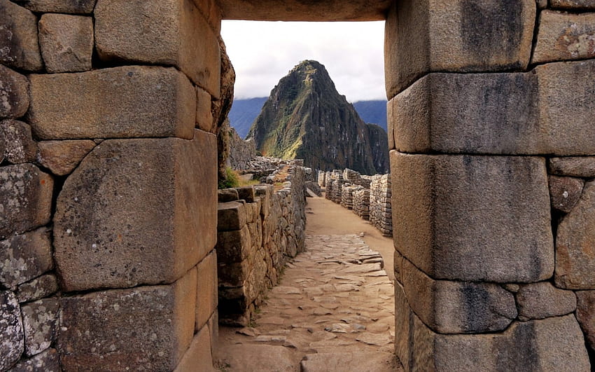 ペルーのマチュピチュの壁の出入り口、出入り口、遺跡、壁、古代、石、山 高画質の壁紙
