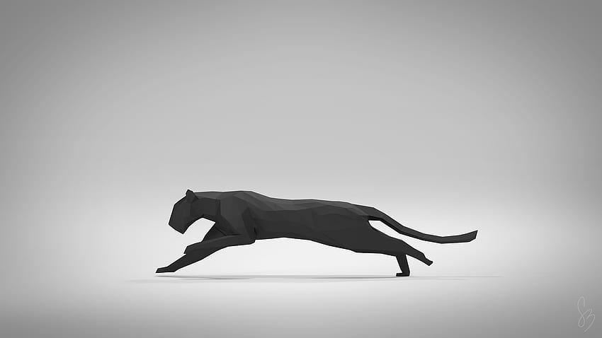 Black Panther [OC][] Xpost R Low_poly :, Jumping Black Panther Animal HD wallpaper