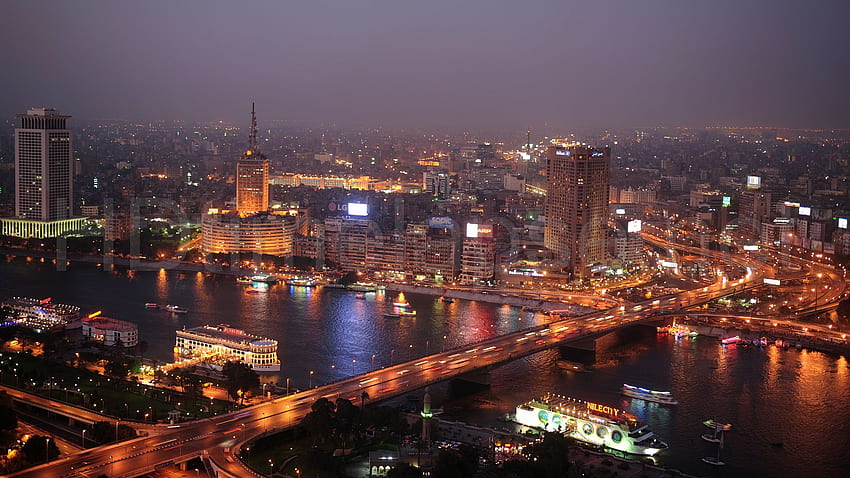 Ultra Video Time Lapse Stock Footage - Nil River, 6th, Cairo Skyline Fond d'écran HD