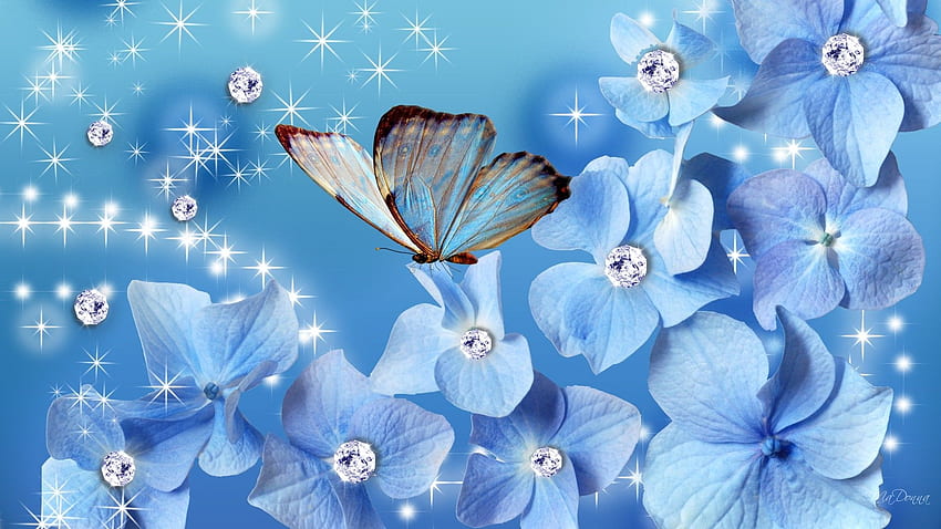 Papillon abstrait 3D bleu haute définition incroyable fond coloré cool meilleures fenêtres. Complet Fond d'écran HD