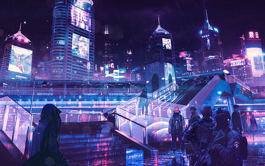 Cyberpunk Neon City Macbook Pro Retina , , Background, and, Purple Cyberpunk HD wallpaper