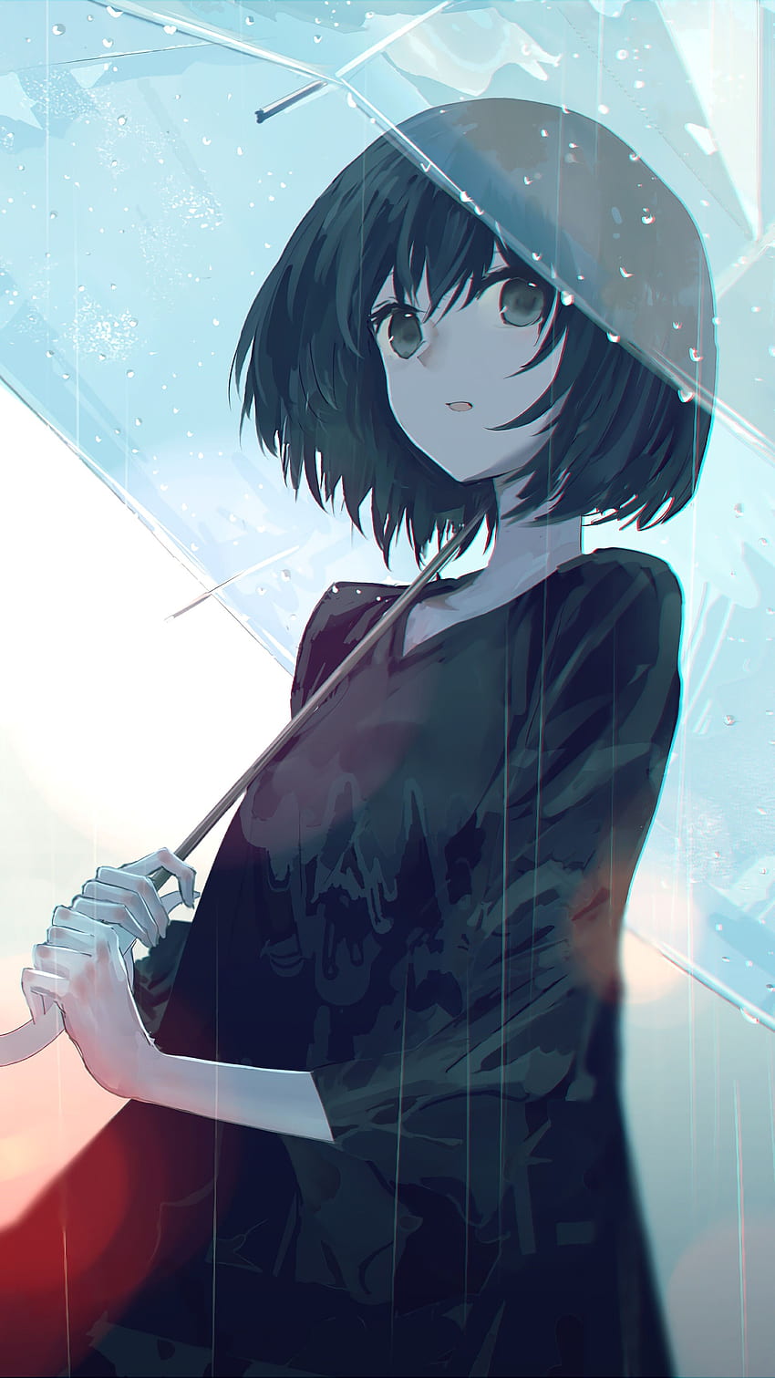 Anime, Girl, Rain, Umbrella, phone , , Background, and , Anime Girl Umbrella HD phone wallpaper
