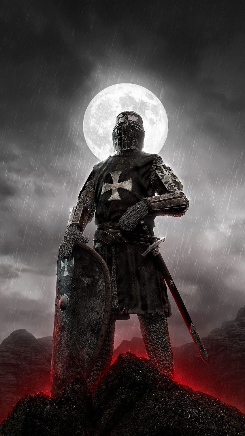 Crusaders, rain, soldier, christian, cross, war, history, ancient HD phone wallpaper
