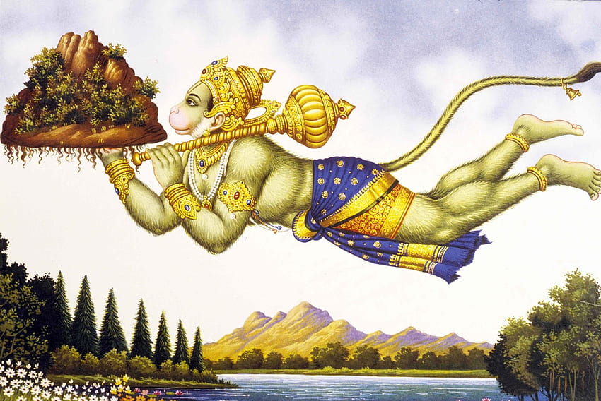 Lord Hanuman Flying Metal Wallart