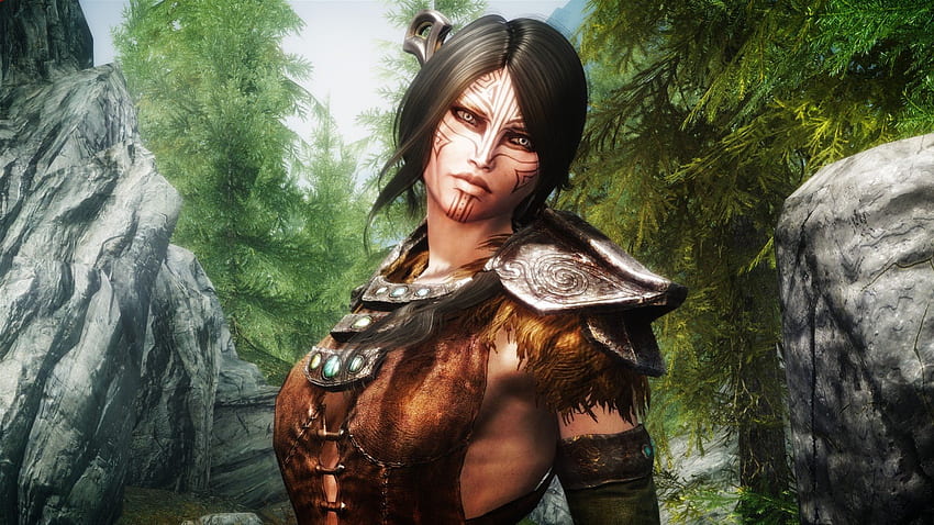 Skyrim, game, girl, warrior HD wallpaper