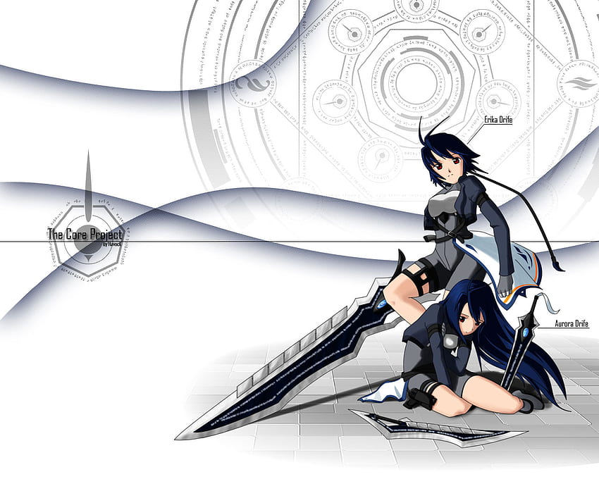 The Core Project, white, anime, sword, long hair HD wallpaper