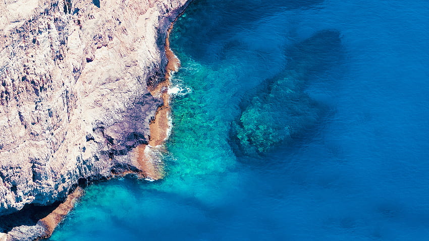 Navagio beach sea stone cliff ocean blue HD wallpaper