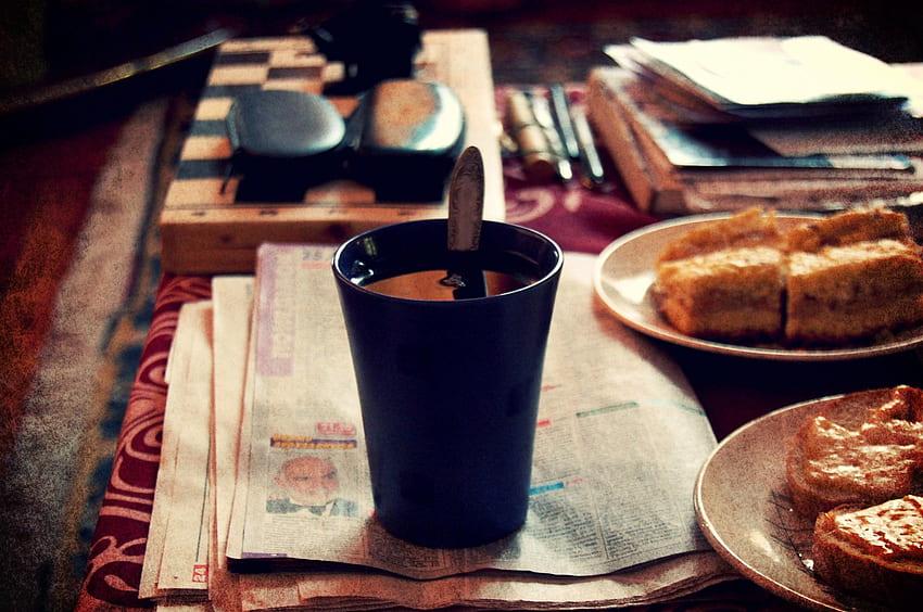Kopi dengan sarapan, kopi, sarapan, abstrak, grafik Wallpaper HD