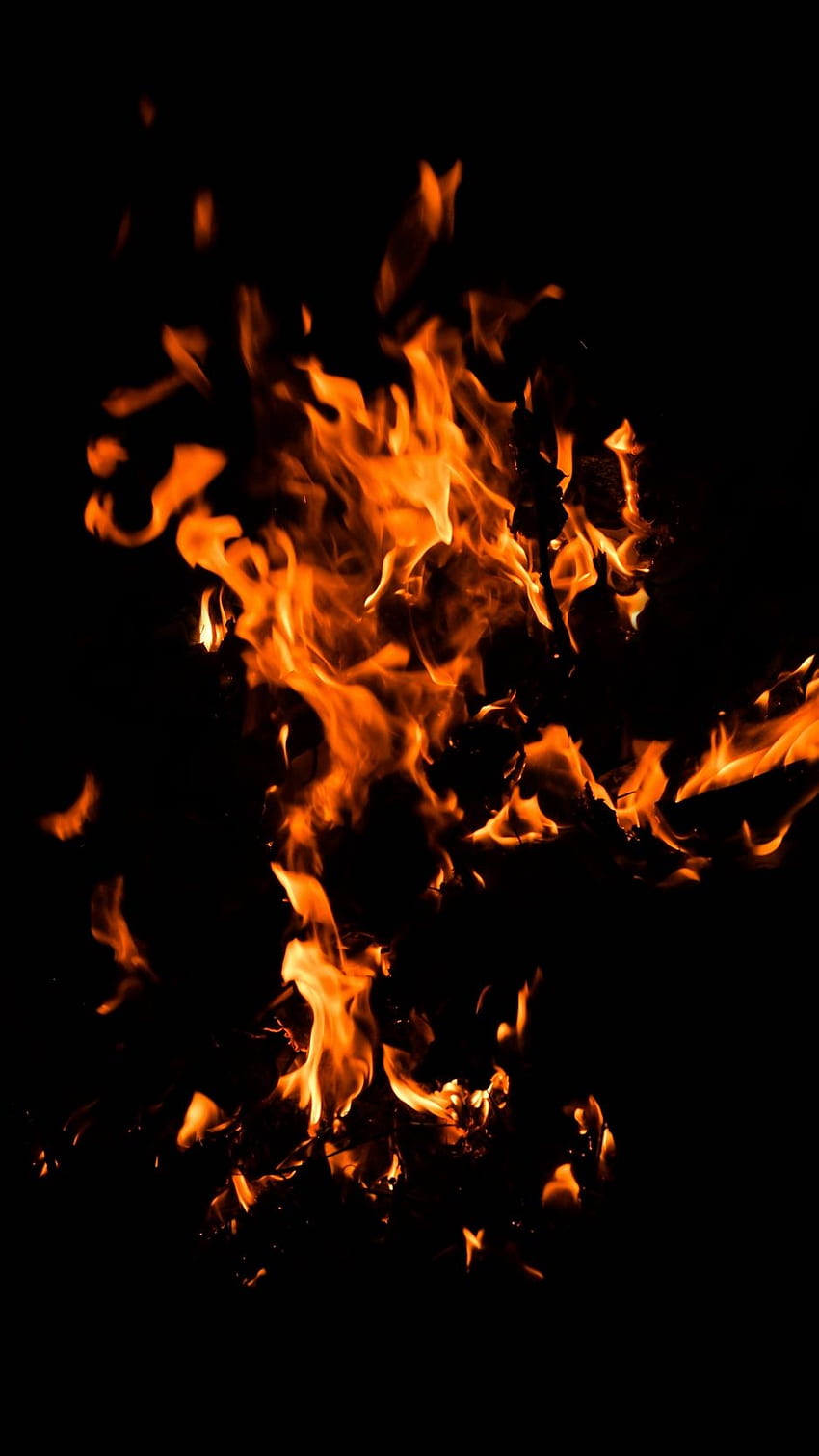 Fire, Bonfire, Dark, Flame, Black - Dark Fire Background, Black Flames HD phone wallpaper
