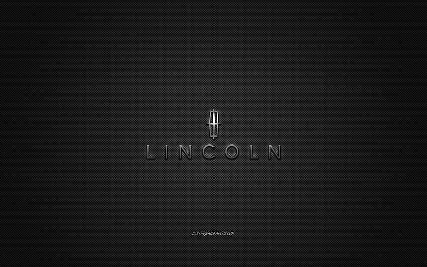 リンカーンのロゴ、シルバーのロゴ、灰色の炭素繊維の背景、リンカーンの金属のエンブレム、リンカーン、車のブランド、解像度のクリエイティブ アート。 高品質 高画質の壁紙