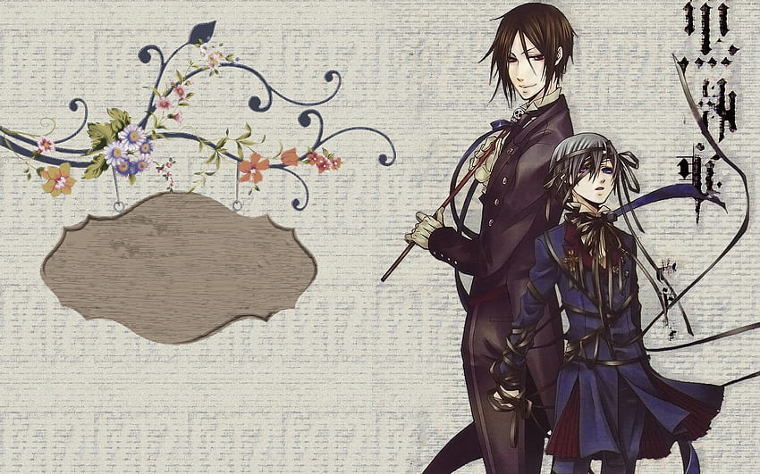 Ciel and Sebastian, ciel, sebastian, anime, black butler HD wallpaper