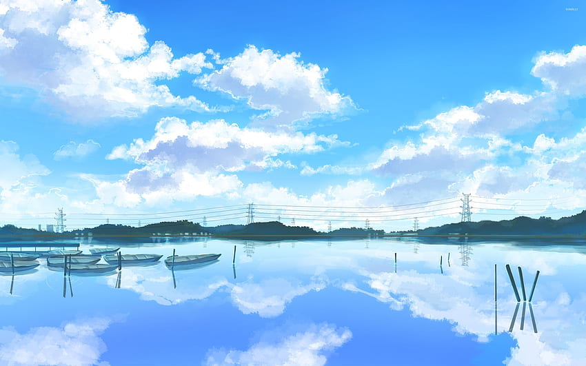 Rowboats on the lake - Anime HD wallpaper