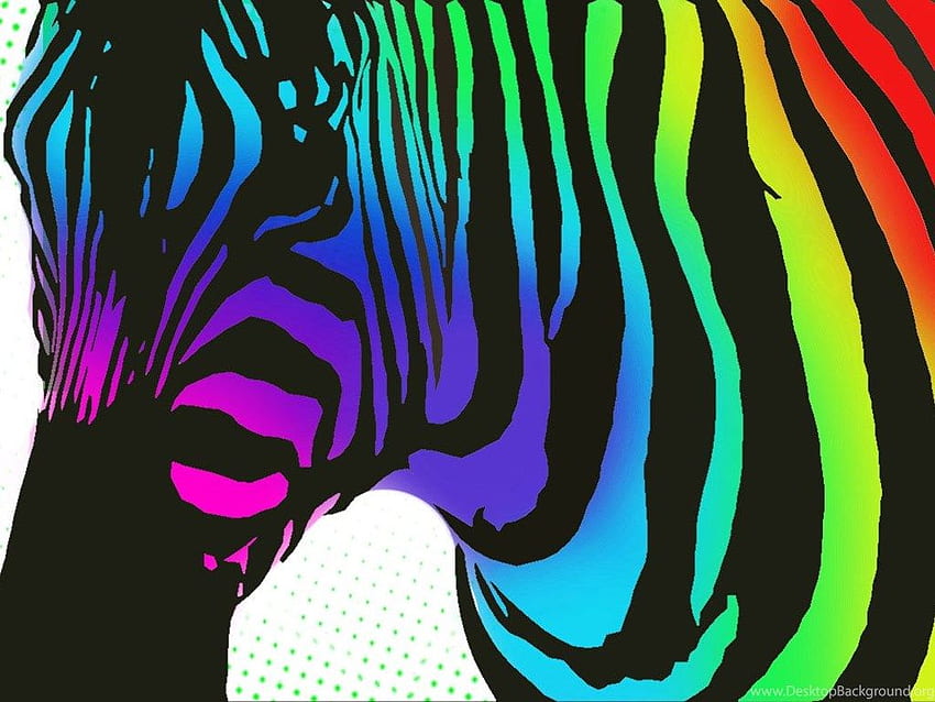 zebrato al neon con stampa zebrata arcobaleno al neon, stampa animalier al neon Sfondo HD